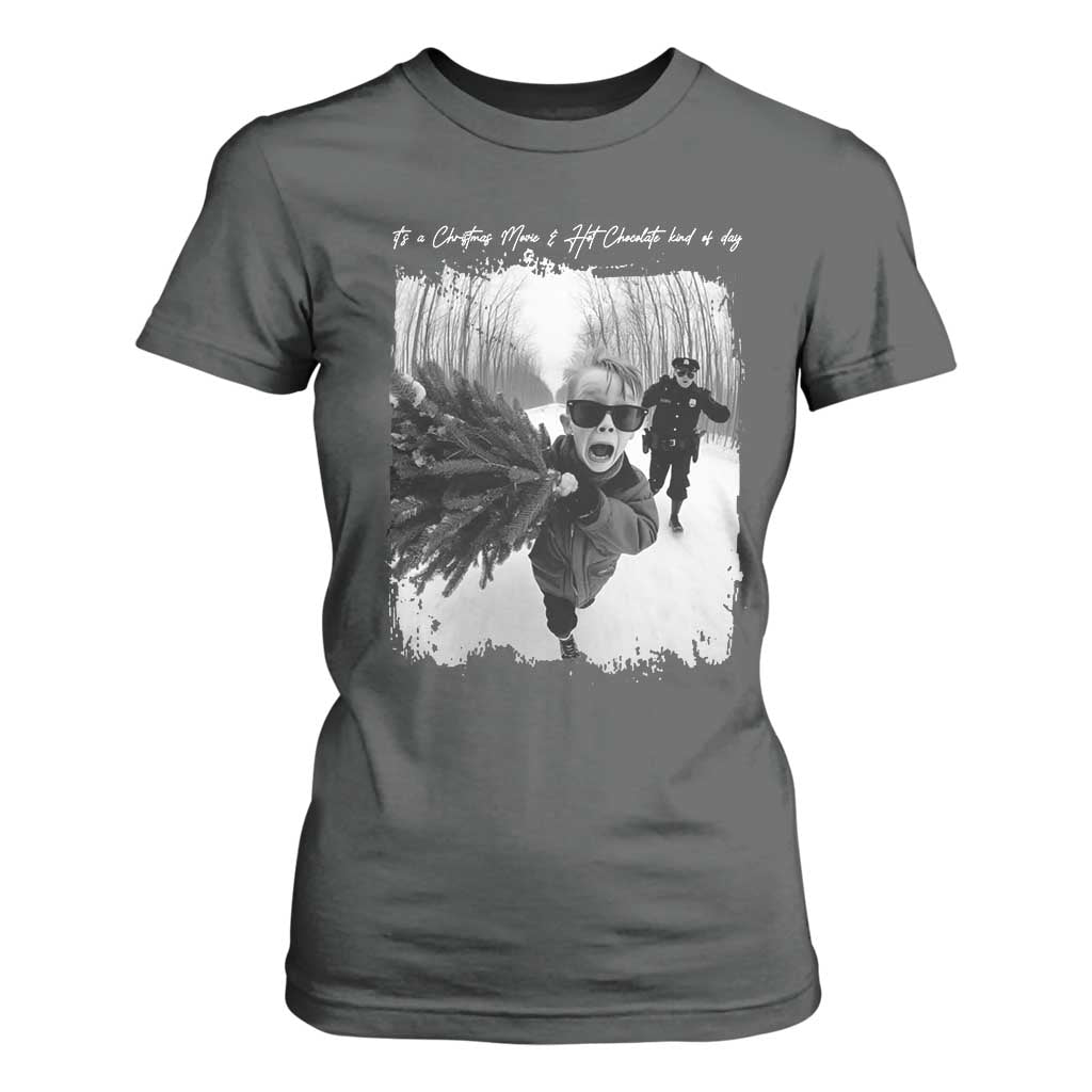 Funny Christmas Movie T Shirt For Women Funny Kevin Home Xmas Meme Alone TS10 Dark Heather Print Your Wear