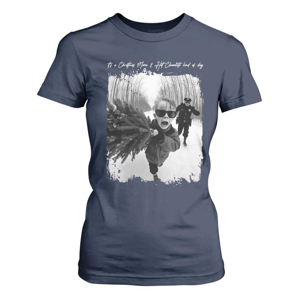 Funny Christmas Movie T Shirt For Women Funny Kevin Home Xmas Meme Alone TS10 Navy Print Your Wear