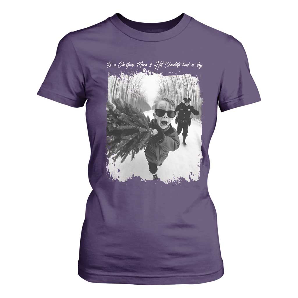 Funny Christmas Movie T Shirt For Women Funny Kevin Home Xmas Meme Alone TS10 Purple Print Your Wear