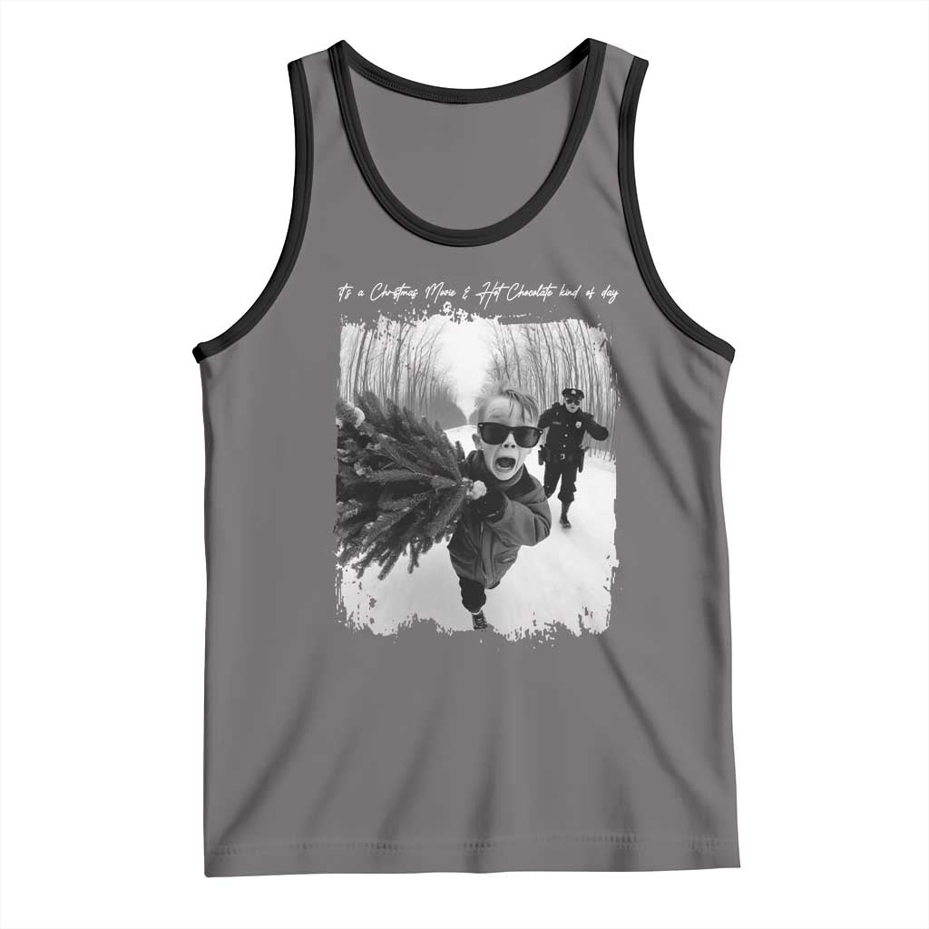 Funny Christmas Movie Tank Top Funny Kevin Home Xmas Meme Alone TS10 Deep Heather Black Print Your Wear