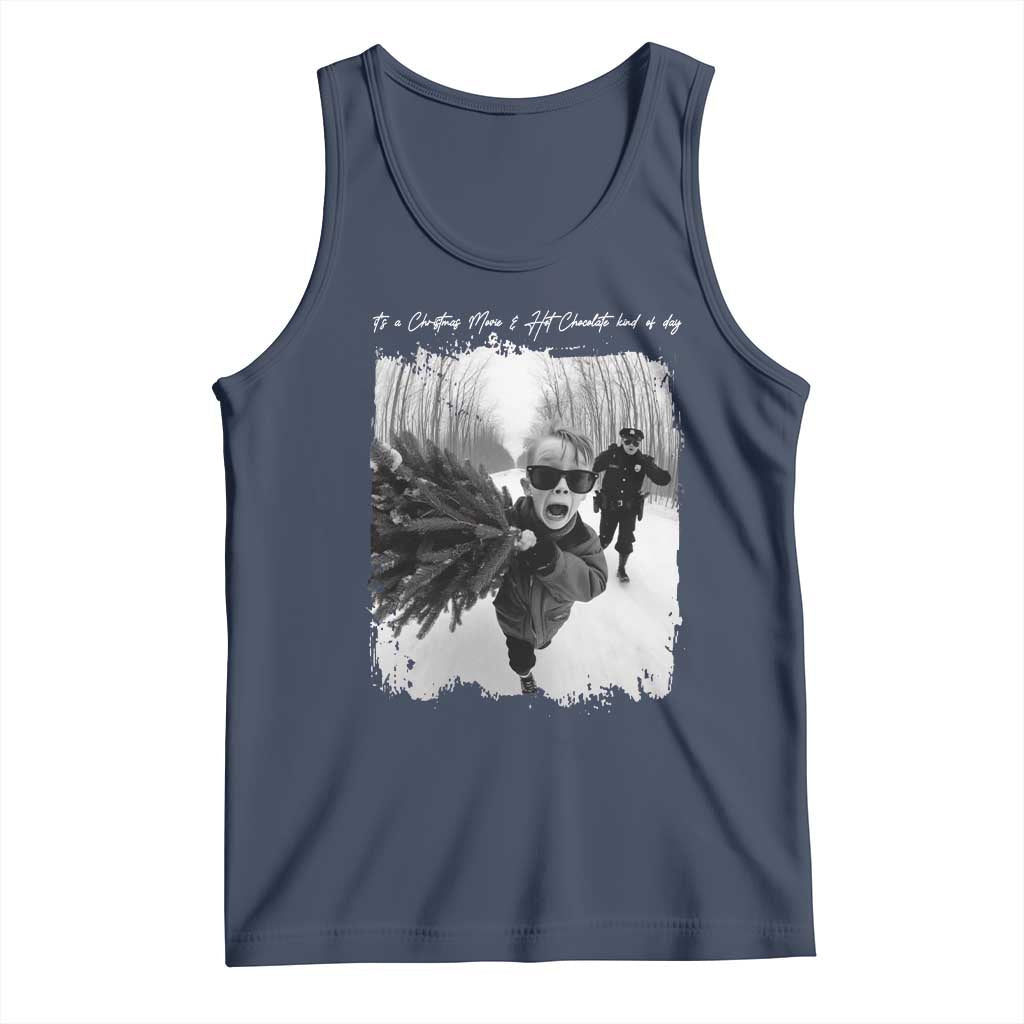 Funny Christmas Movie Tank Top Funny Kevin Home Xmas Meme Alone TS10 Navy Print Your Wear