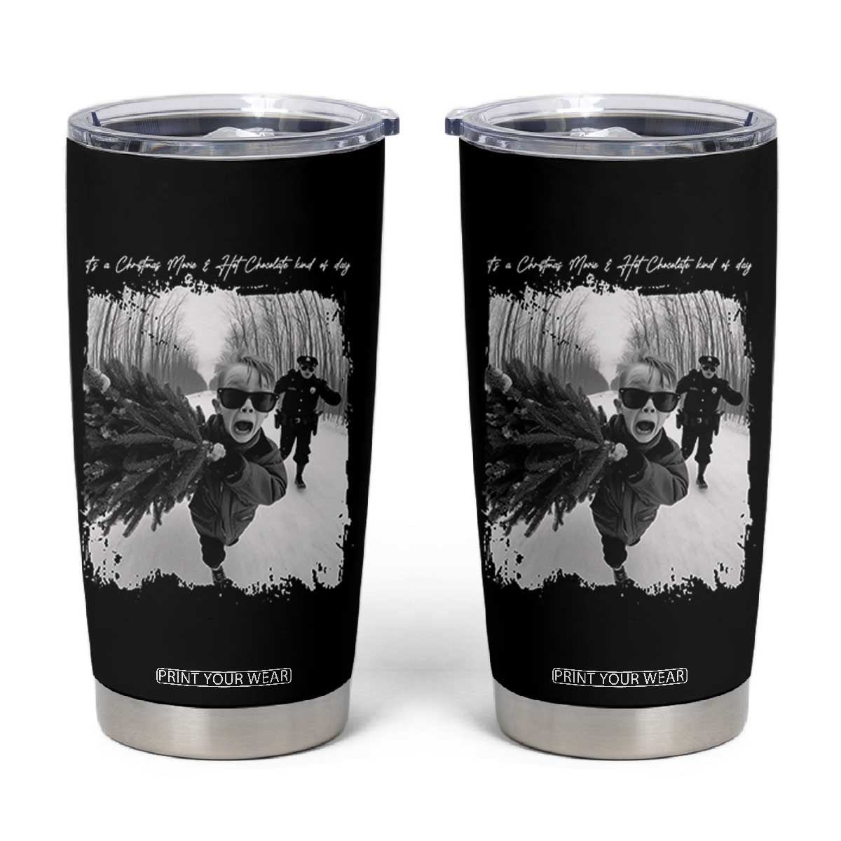 Funny Christmas Movie Tumbler Cup Funny Kevin Home Xmas Meme Alone TS10 Black Print Your Wear