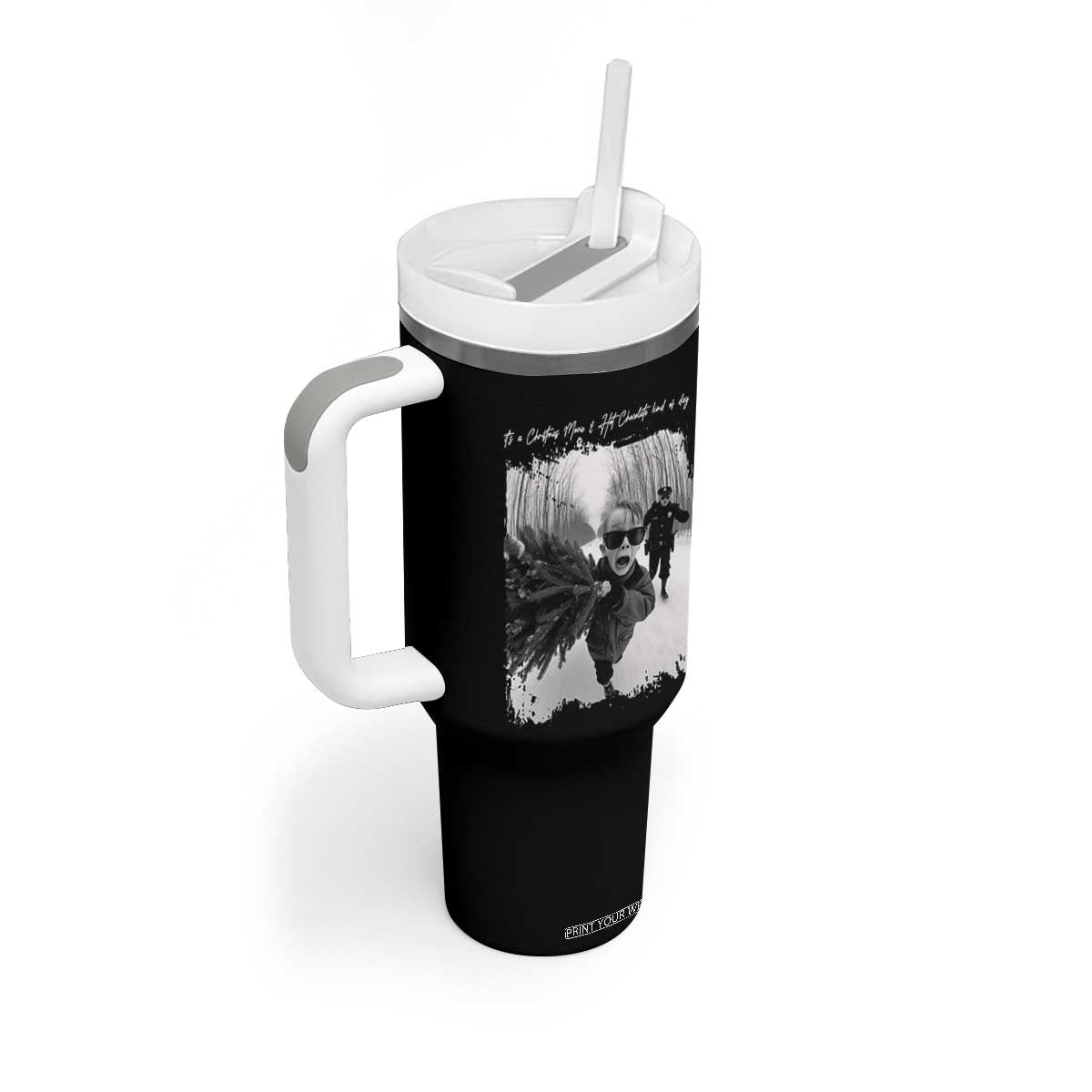 Funny Christmas Movie Tumbler With Handle Funny Kevin Home Xmas Meme Alone TS10 Print Your Wear