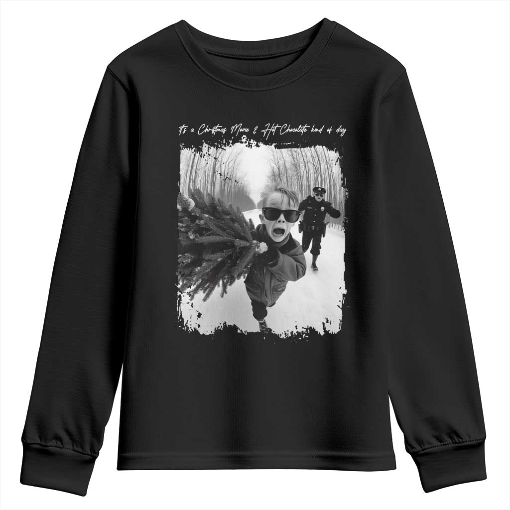 Funny Christmas Movie Youth Sweatshirt Funny Kevin Home Xmas Meme Alone TS10 Black Print Your Wear