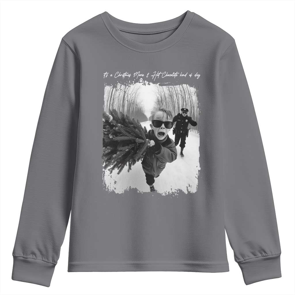 Funny Christmas Movie Youth Sweatshirt Funny Kevin Home Xmas Meme Alone TS10 Charcoal Print Your Wear
