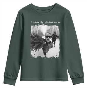 Funny Christmas Movie Youth Sweatshirt Funny Kevin Home Xmas Meme Alone TS10 Dark Forest Green Print Your Wear