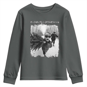 Funny Christmas Movie Youth Sweatshirt Funny Kevin Home Xmas Meme Alone TS10 Dark Heather Print Your Wear