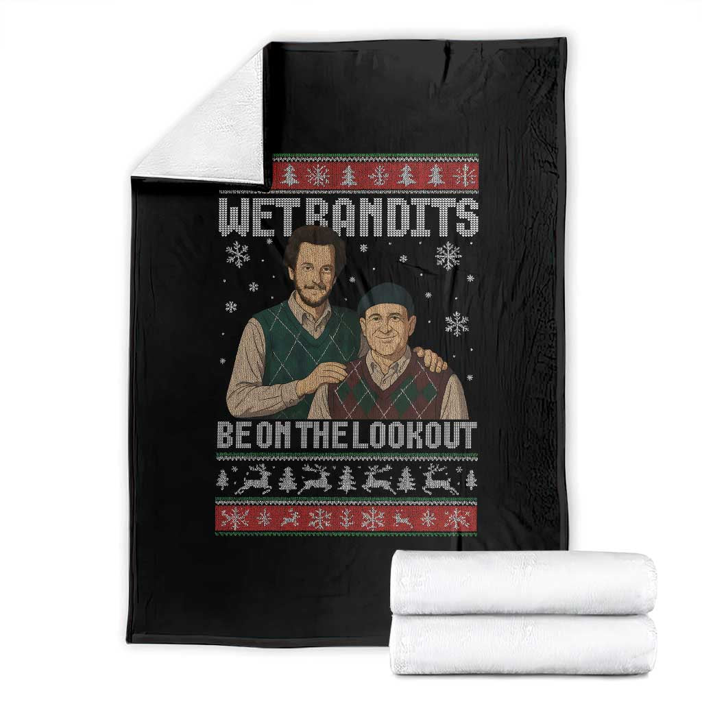 Ugly Christmas Movie Throw Blanket Funny Wet Bandits Home Xmas Alone TS10 Black Print Your Wear