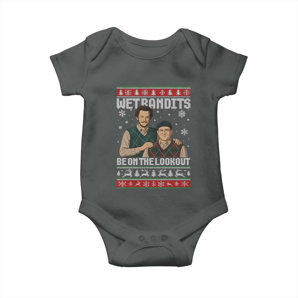Ugly Christmas Movie Baby Onesie Funny Wet Bandits Home Xmas Alone TS10 Dark Heather Print Your Wear