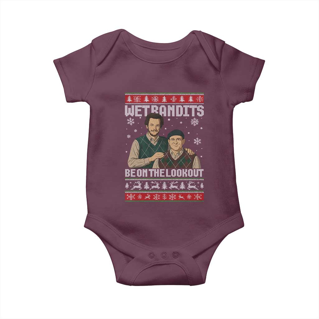 Ugly Christmas Movie Baby Onesie Funny Wet Bandits Home Xmas Alone TS10 Maroon Print Your Wear