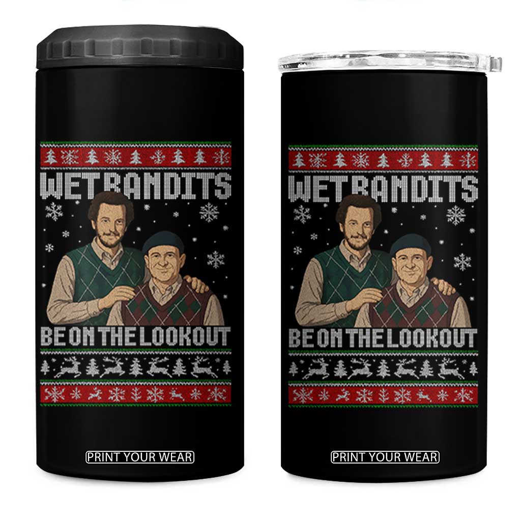 Ugly Christmas Movie 4 in 1 Can Cooler Tumbler Funny Wet Bandits Home Xmas Alone TS10 One Size: 16 oz Black Print Your Wear
