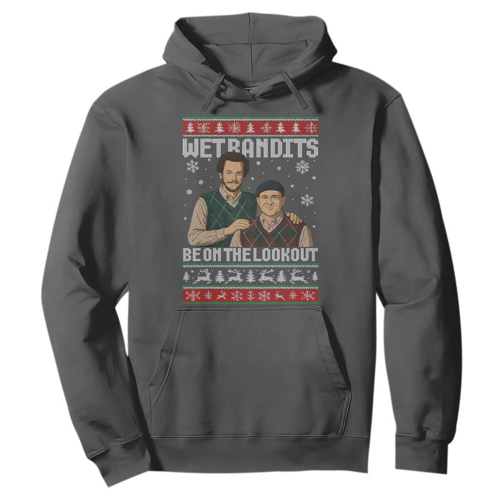 Ugly Christmas Movie Hoodie Funny Wet Bandits Home Xmas Alone TS10 Dark Heather Print Your Wear