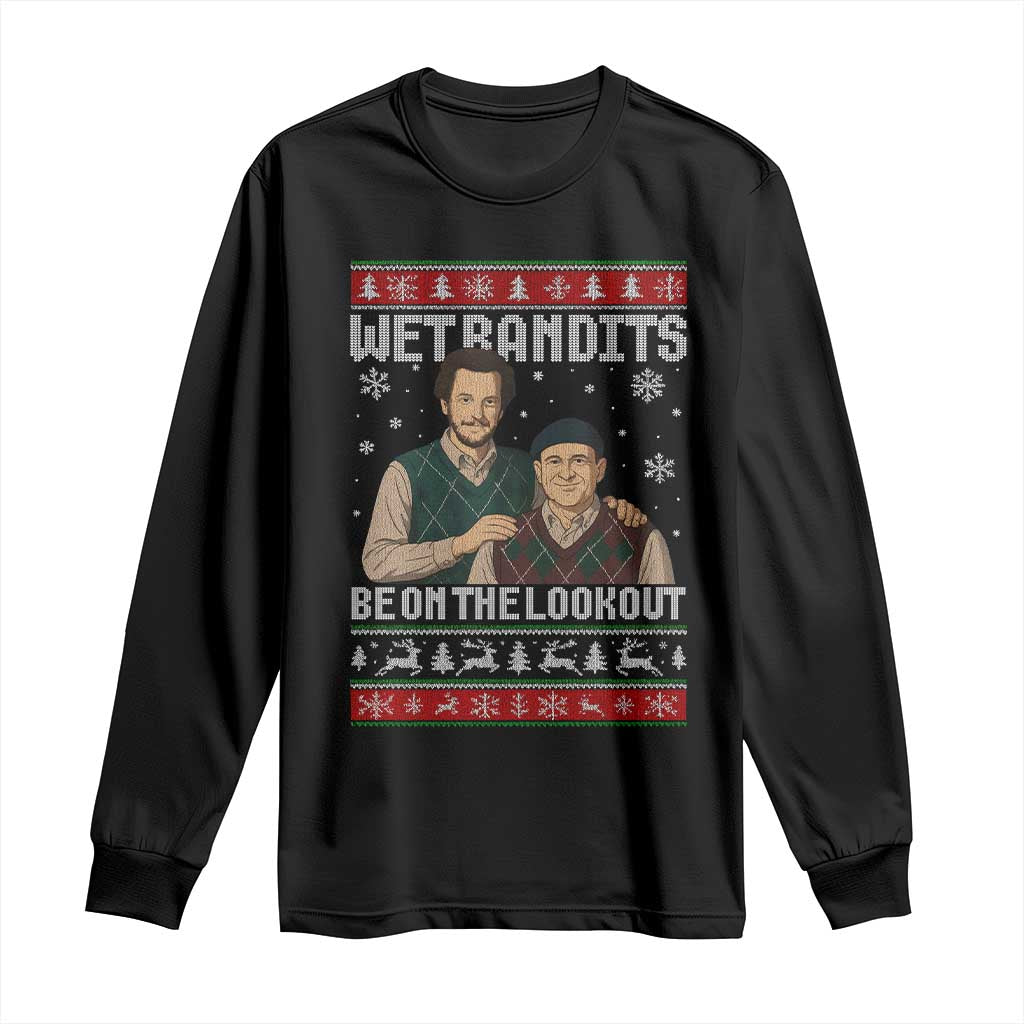 Ugly Christmas Movie Long Sleeve Shirt Funny Wet Bandits Home Xmas Alone TS10 Black Print Your Wear