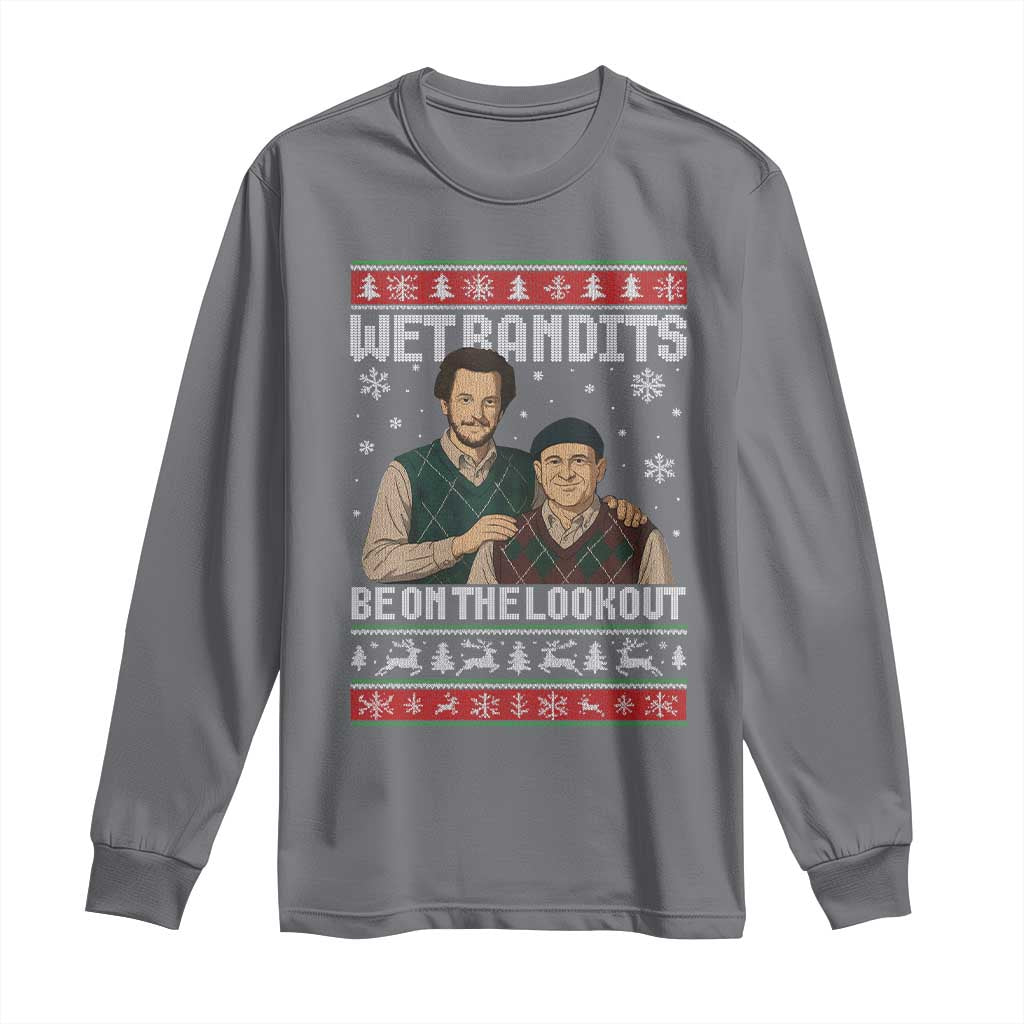 Ugly Christmas Movie Long Sleeve Shirt Funny Wet Bandits Home Xmas Alone TS10 Charcoal Print Your Wear