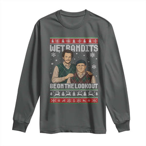 Ugly Christmas Movie Long Sleeve Shirt Funny Wet Bandits Home Xmas Alone TS10 Dark Heather Print Your Wear