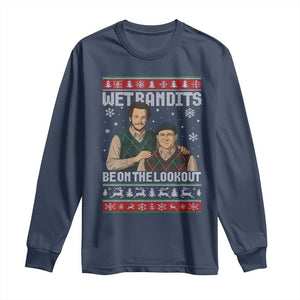 Ugly Christmas Movie Long Sleeve Shirt Funny Wet Bandits Home Xmas Alone TS10 Navy Print Your Wear