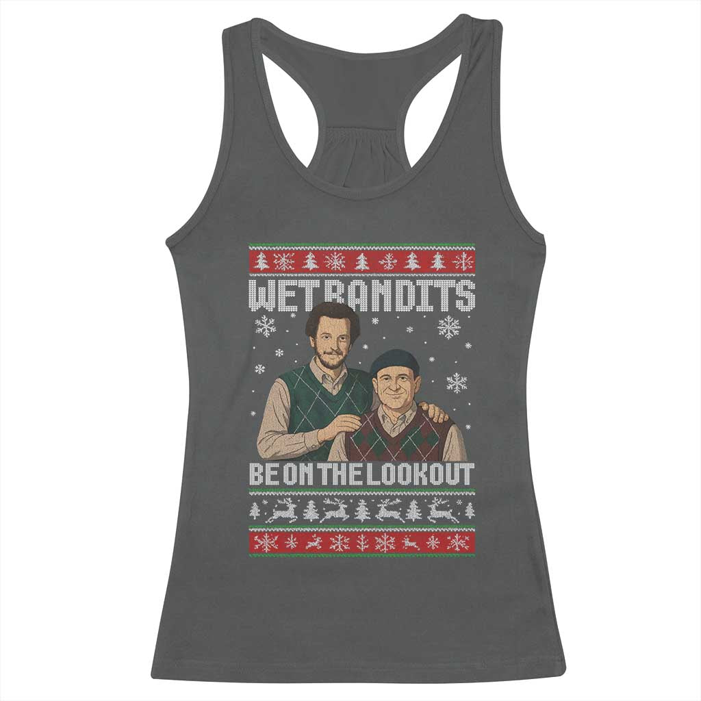Ugly Christmas Movie Racerback Tank Top Funny Wet Bandits Home Xmas Alone TS10 Dark Heather Print Your Wear