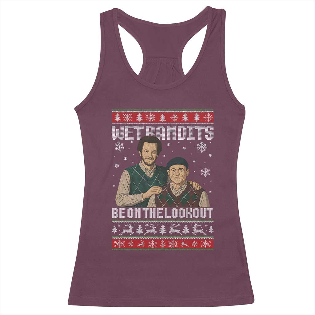 Ugly Christmas Movie Racerback Tank Top Funny Wet Bandits Home Xmas Alone TS10 Maroon Print Your Wear