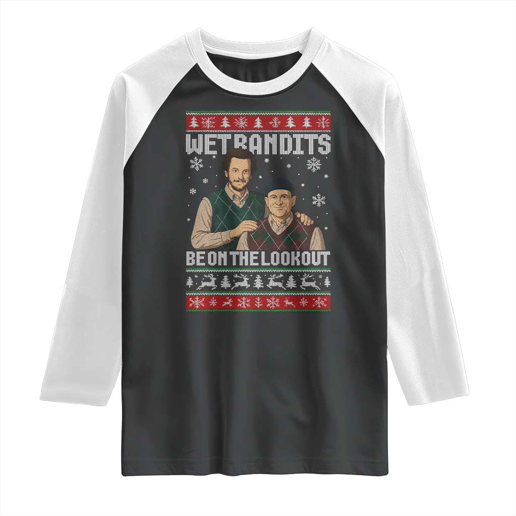 Ugly Christmas Movie Raglan Shirt Funny Wet Bandits Home Xmas Alone TS10 Black White Print Your Wear