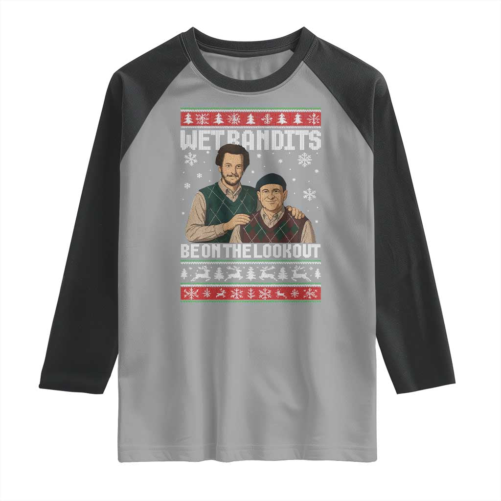 Ugly Christmas Movie Raglan Shirt Funny Wet Bandits Home Xmas Alone TS10 Sport Gray Black Print Your Wear