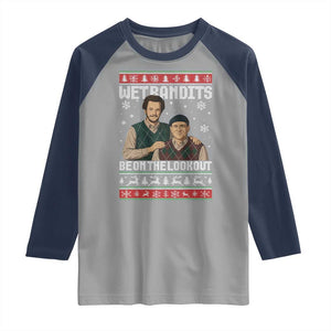 Ugly Christmas Movie Raglan Shirt Funny Wet Bandits Home Xmas Alone TS10 Sport Gray Navy Print Your Wear