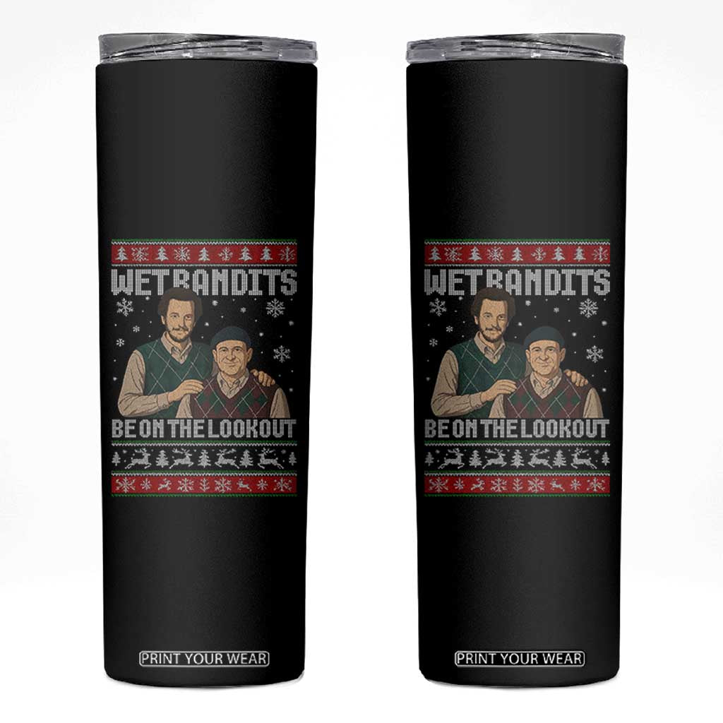 Ugly Christmas Movie Skinny Tumbler Funny Wet Bandits Home Xmas Alone TS10 Black Print Your Wear