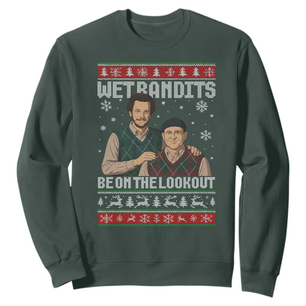 Ugly Christmas Movie Sweatshirt Funny Wet Bandits Home Xmas Alone TS10 Dark Forest Green Print Your Wear