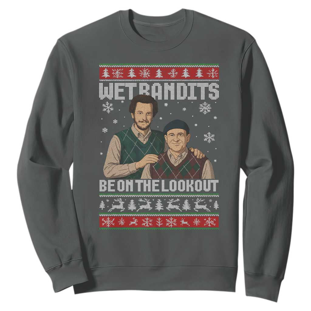 Ugly Christmas Movie Sweatshirt Funny Wet Bandits Home Xmas Alone TS10 Dark Heather Print Your Wear