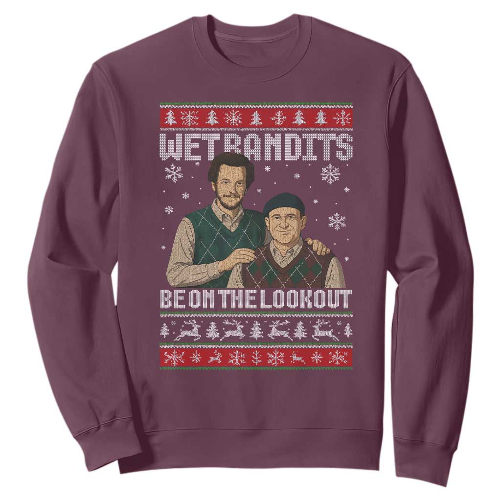 Ugly Christmas Movie Sweatshirt Funny Wet Bandits Home Xmas Alone TS10 Maroon Print Your Wear