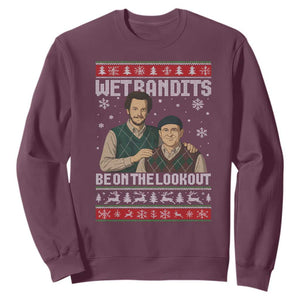 Ugly Christmas Movie Sweatshirt Funny Wet Bandits Home Xmas Alone TS10 Maroon Print Your Wear