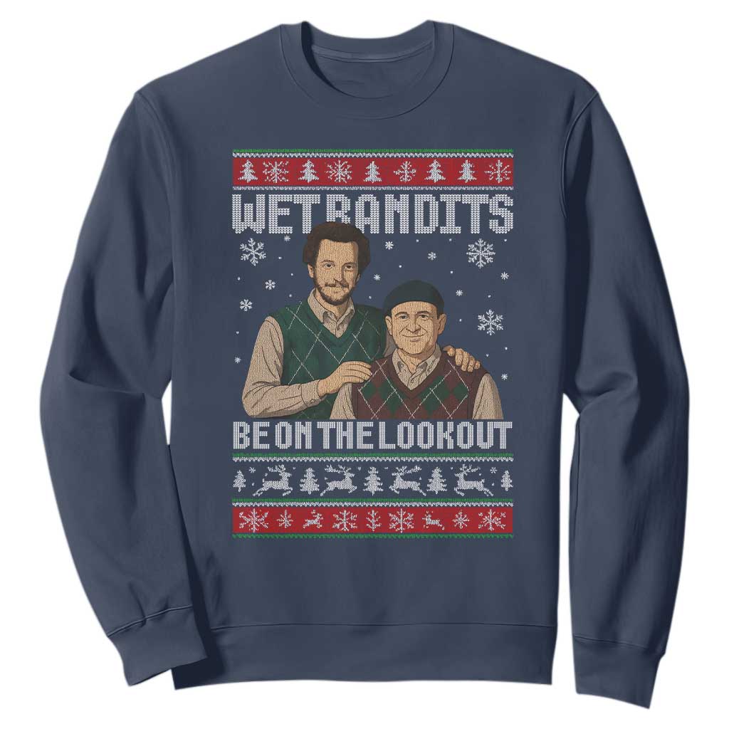 Ugly Christmas Movie Sweatshirt Funny Wet Bandits Home Xmas Alone TS10 Navy Print Your Wear