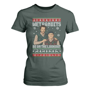 Ugly Christmas Movie T Shirt For Women Funny Wet Bandits Home Xmas Alone TS10 Dark Forest Green Print Your Wear