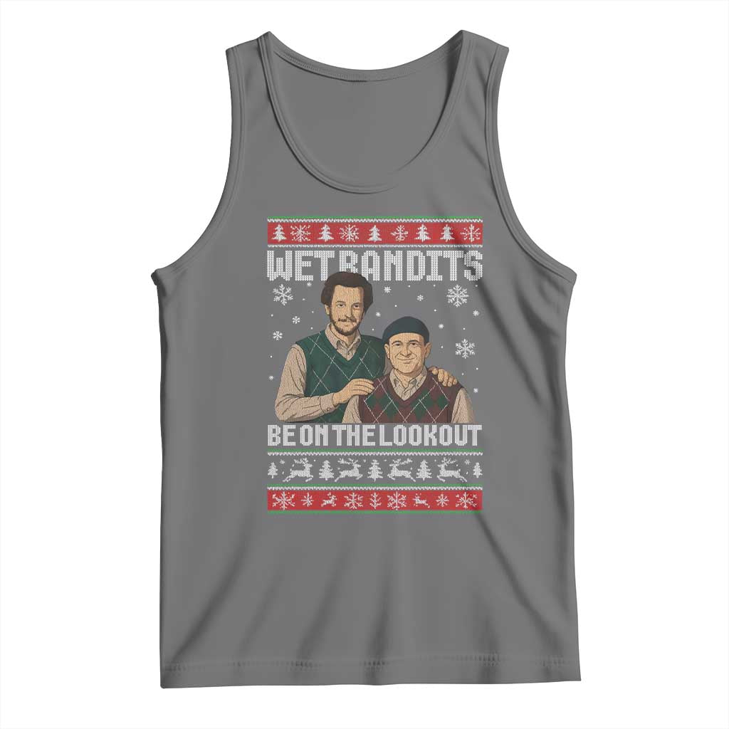 Ugly Christmas Movie Tank Top Funny Wet Bandits Home Xmas Alone TS10 Black Heather Print Your Wear