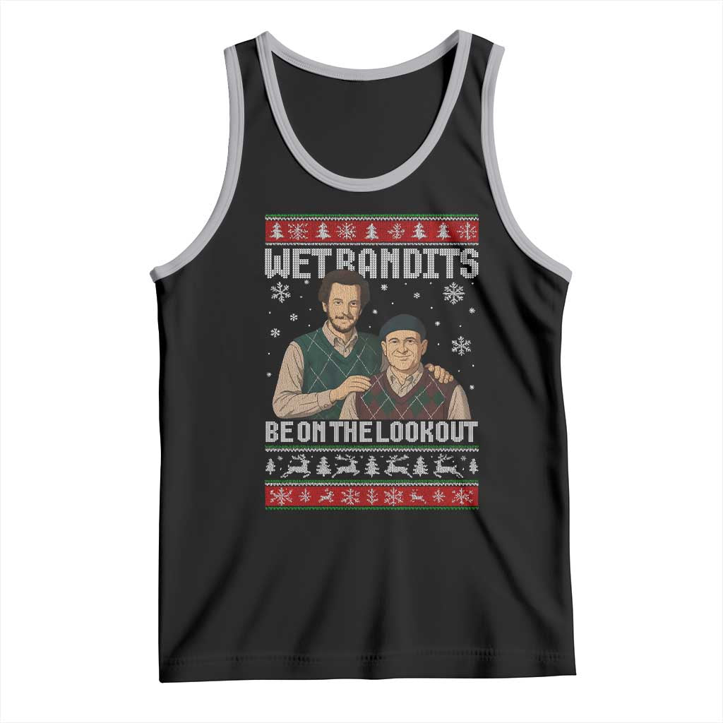 Ugly Christmas Movie Tank Top Funny Wet Bandits Home Xmas Alone TS10 Black Athletic Heather Print Your Wear