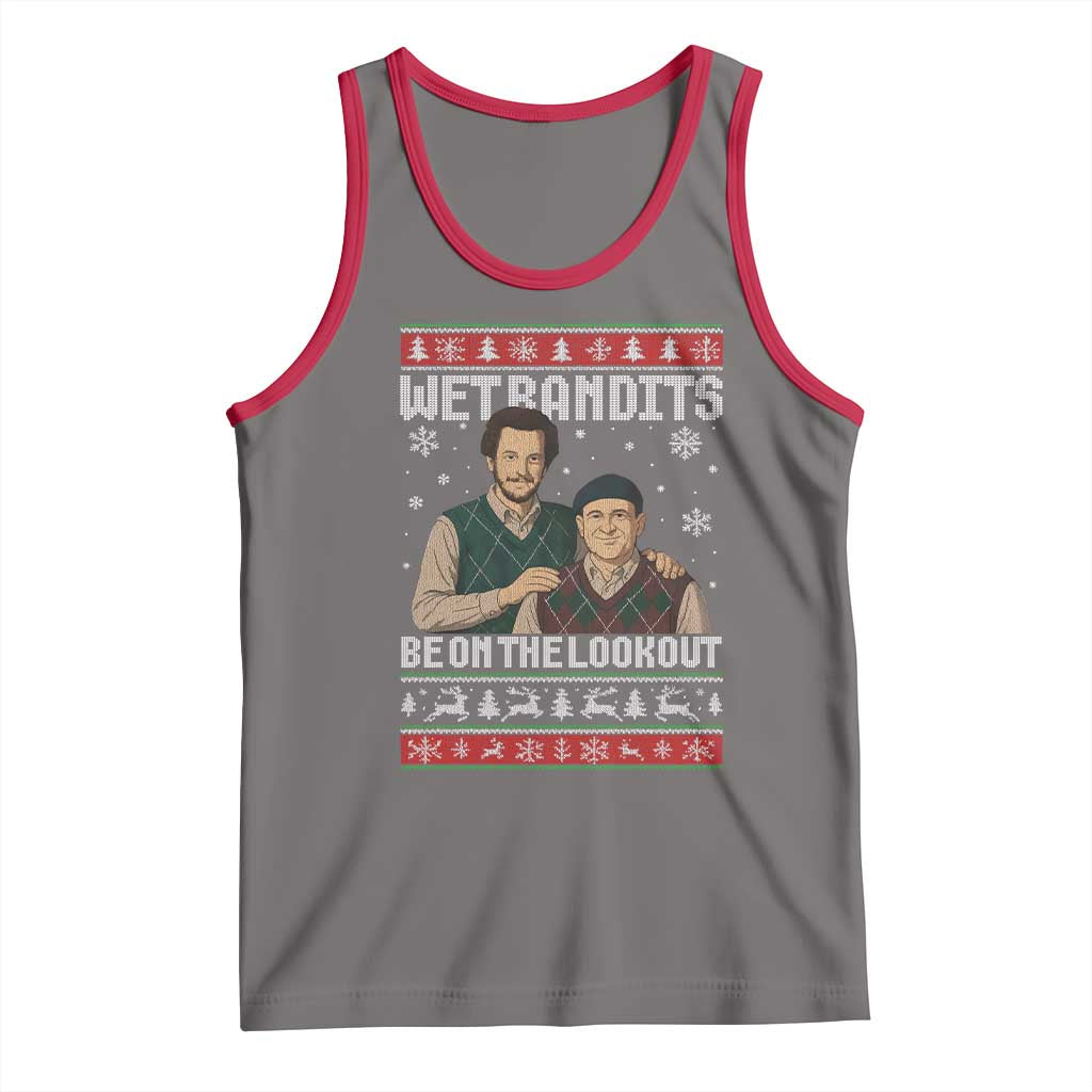 Ugly Christmas Movie Tank Top Funny Wet Bandits Home Xmas Alone TS10 Deep Heather Red Print Your Wear