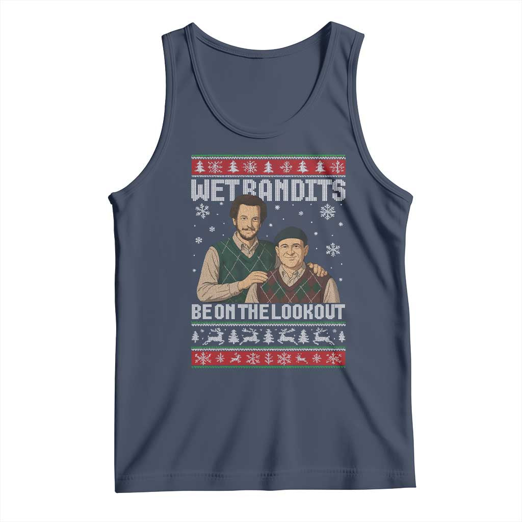 Ugly Christmas Movie Tank Top Funny Wet Bandits Home Xmas Alone TS10 Navy Print Your Wear