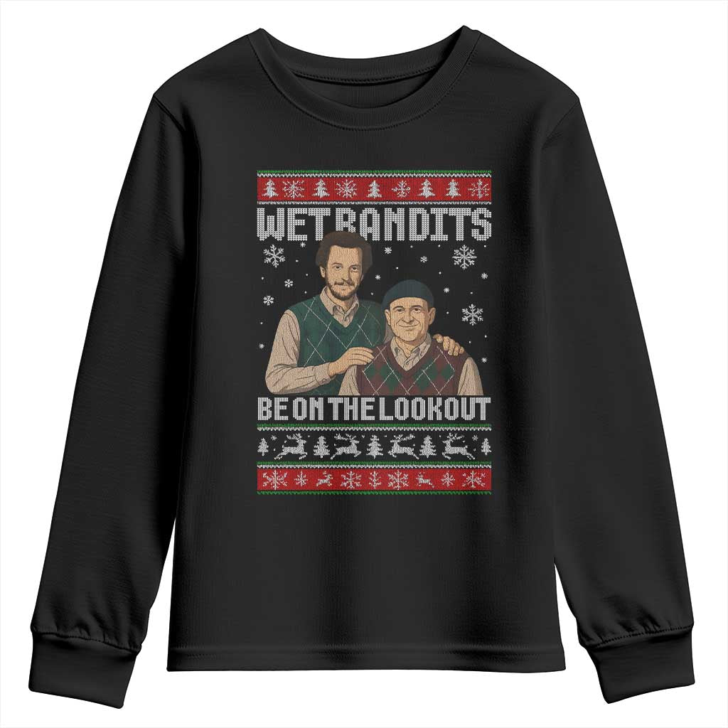 Ugly Christmas Movie Youth Sweatshirt Funny Wet Bandits Home Xmas Alone TS10 Black Print Your Wear