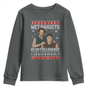 Ugly Christmas Movie Youth Sweatshirt Funny Wet Bandits Home Xmas Alone TS10 Dark Heather Print Your Wear