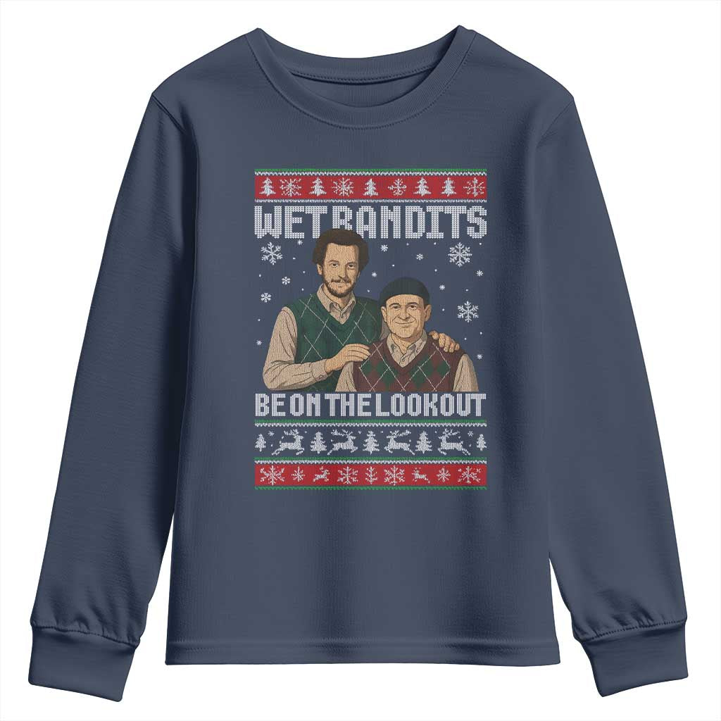 Ugly Christmas Movie Youth Sweatshirt Funny Wet Bandits Home Xmas Alone TS10 Navy Print Your Wear
