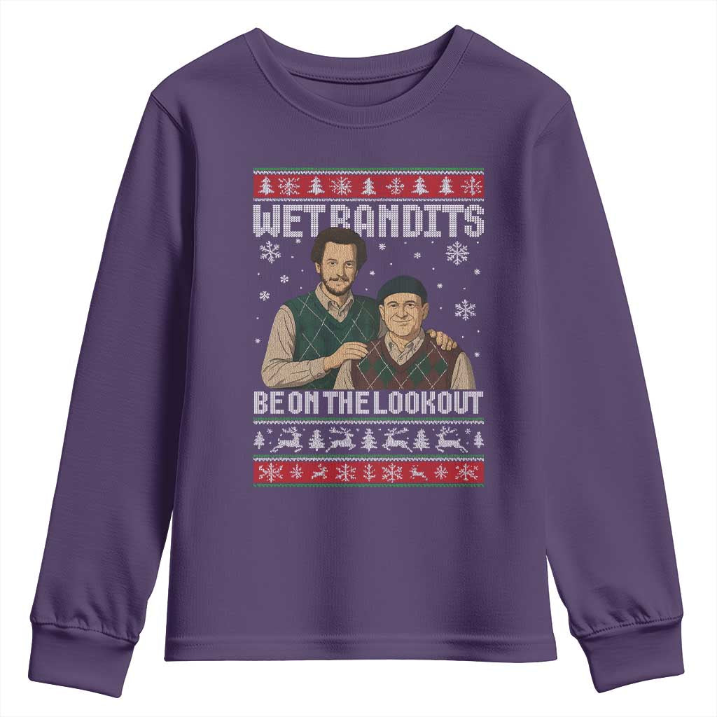Ugly Christmas Movie Youth Sweatshirt Funny Wet Bandits Home Xmas Alone TS10 Purple Print Your Wear