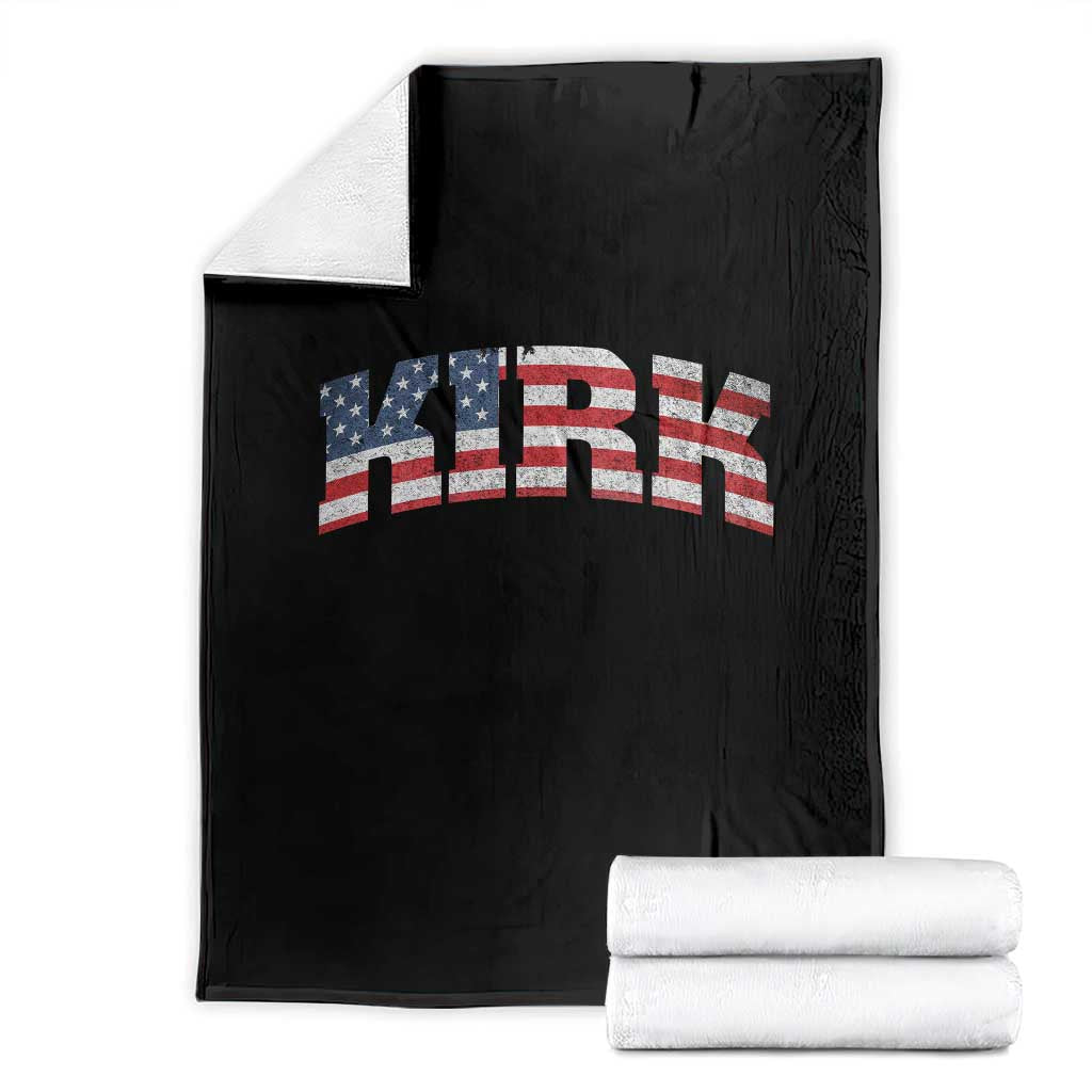 Kirk Throw Blanket American Flag Charlie Kirk Last Name Surname Team TS10 Black Print Your Wear
