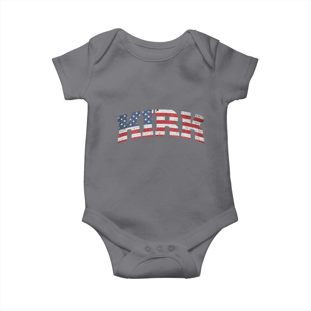 Kirk Baby Onesie American Flag Charlie Kirk Last Name Surname Team TS10 Charcoal Print Your Wear