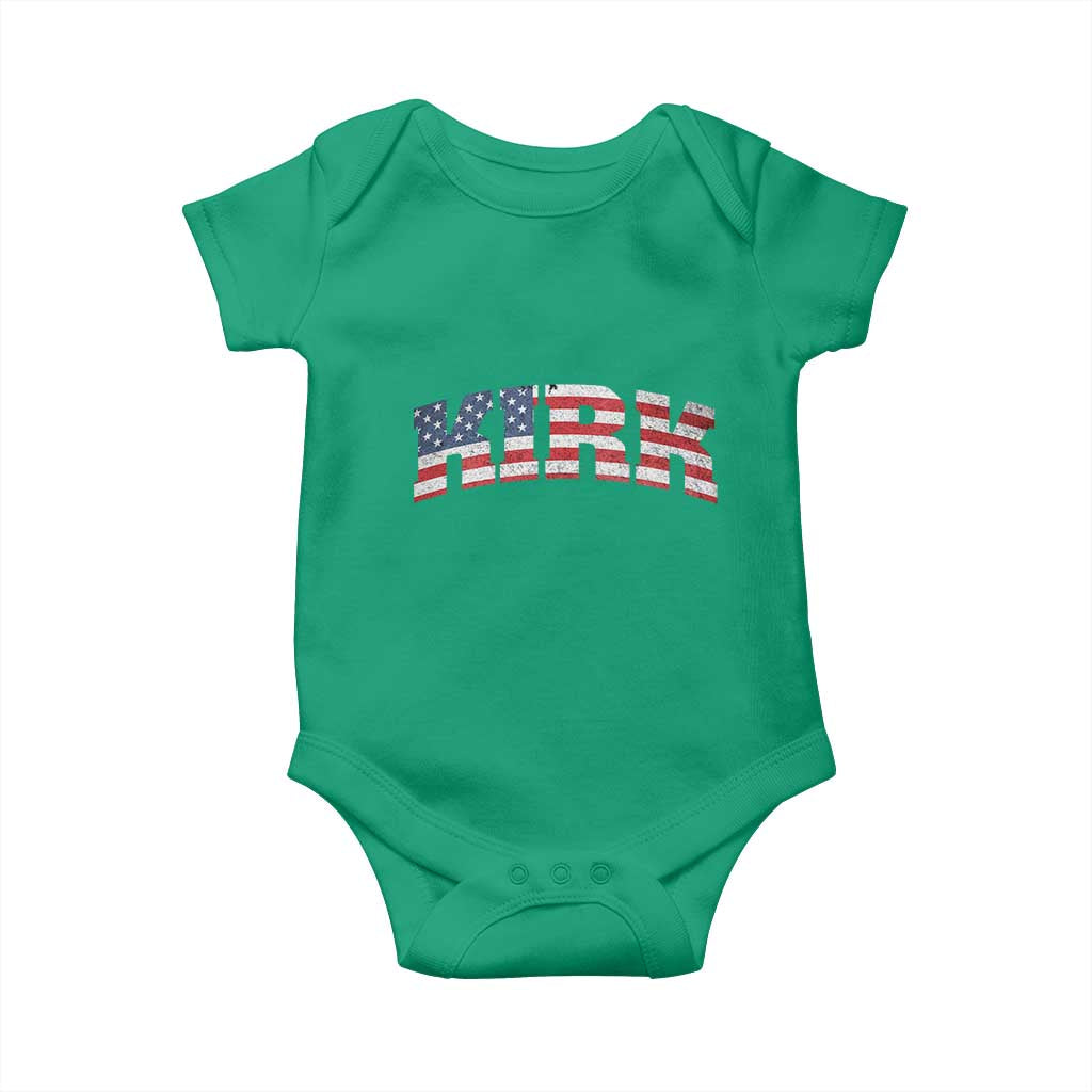 Kirk Baby Onesie American Flag Charlie Kirk Last Name Surname Team TS10 Irish Green Print Your Wear