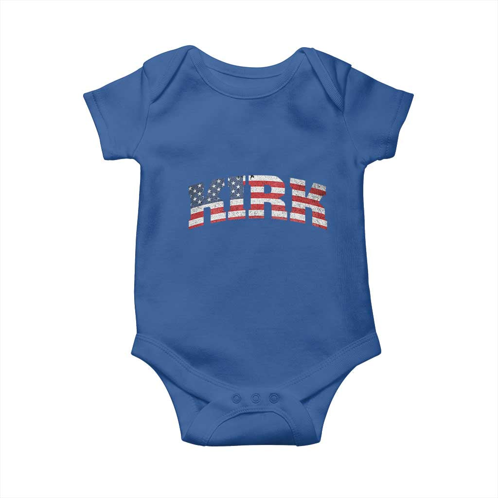 Kirk Baby Onesie American Flag Charlie Kirk Last Name Surname Team TS10 Royal Blue Print Your Wear