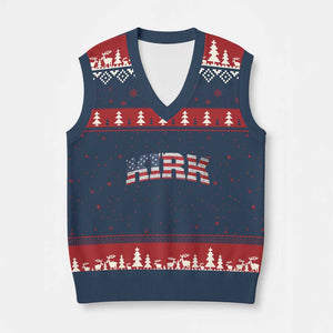 Kirk V-Neck Knit Sweater Vest American Flag Charlie Kirk Last Name Surname Team TS10 Navy Red Print Your Wear