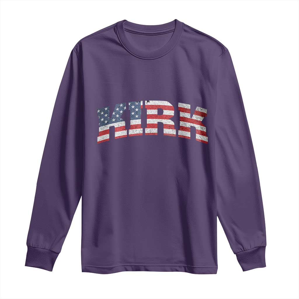 Kirk Long Sleeve Shirt American Flag Charlie Kirk Last Name Surname Team TS10 Purple Print Your Wear