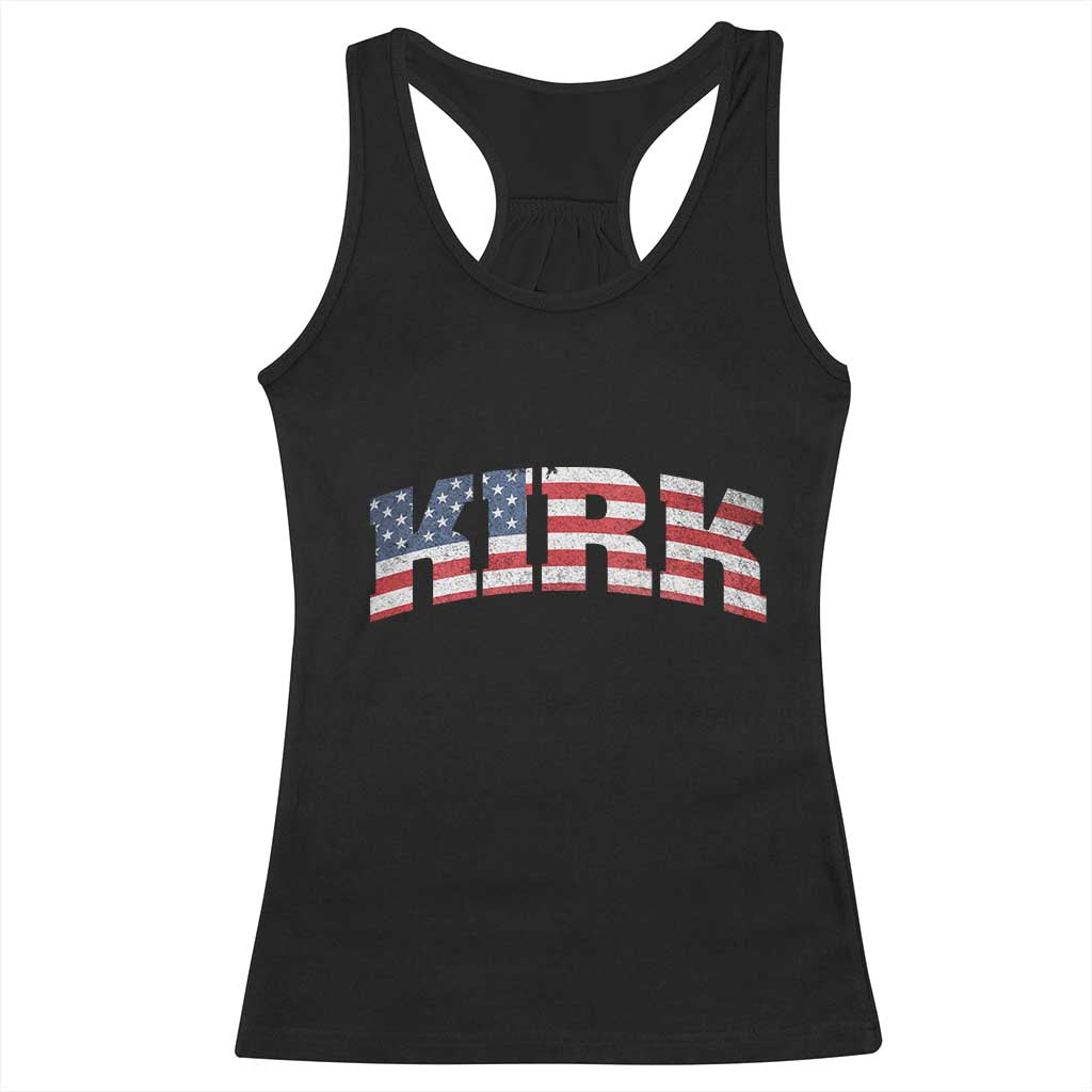 Kirk Racerback Tank Top American Flag Charlie Kirk Last Name Surname Team TS10 Black Print Your Wear