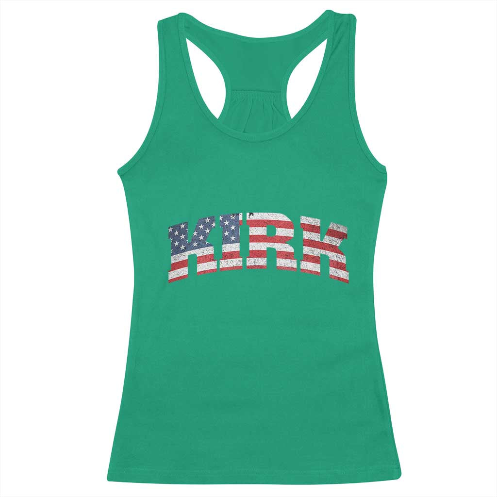 Kirk Racerback Tank Top American Flag Charlie Kirk Last Name Surname Team TS10 Irish Green Print Your Wear