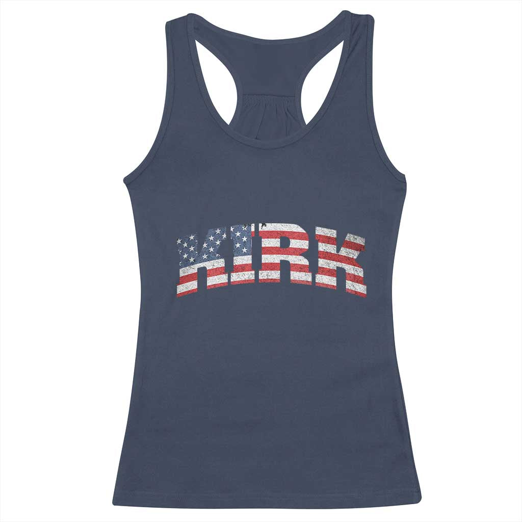 Kirk Racerback Tank Top American Flag Charlie Kirk Last Name Surname Team TS10 Navy Print Your Wear