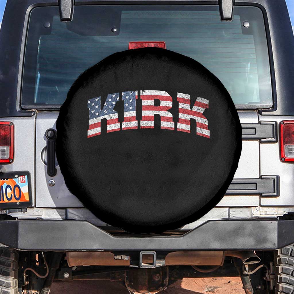 Kirk Spare Tire Cover American Flag Charlie Kirk Last Name Surname Team TS10 No hole Black Print Your Wear